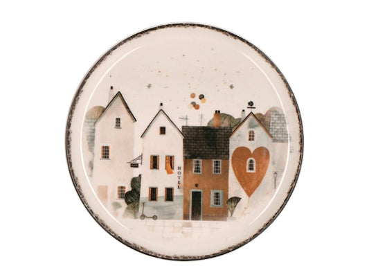 Alzata Natalizia Golden Alley in Stoneware Ø 26 cm - Piatto da Portata con Piedistallo per Torte, Dolci e Dessert, Decorazione Elegante per la Tavola H&H