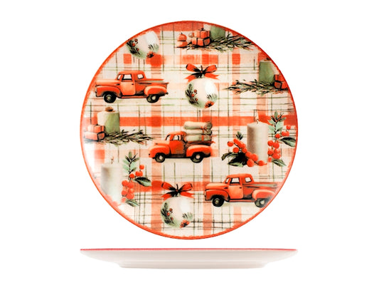 Servizio Piatti Natalizio Joyful Tradition 18 Pezzi in Stoneware - Set Tavola per 6 Persone con Piatti Piani, Fondi e Dessert, Design Coupe Elegante e Decorativo H&H