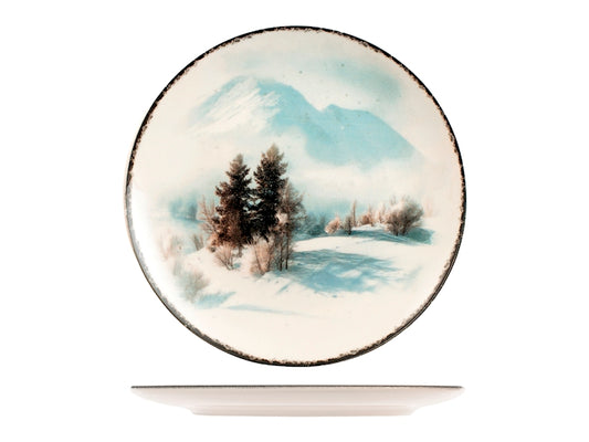 Servizio Piatti Natalizio Frost Morning 18 Pezzi in Stoneware - Set Tavola per 6 Persone con Piatti Piani, Fondi e Dessert, Design Coupe Elegante e Invernale H&H