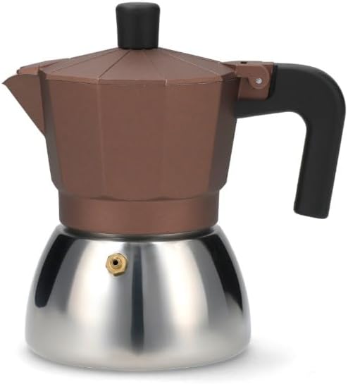 Caffettiera in Alluminio/Inox Bronze Induzione 4 Tazze Curva