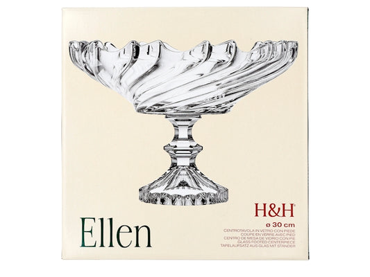 Centrotavola Ellen in Vetro con Coperchio 30 x 20 cm - Contenitore Decorativo Elegante per Soggiorno, Tavola e Complemento d'Arredo H&H
