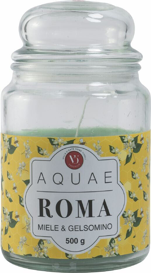 Candela giara vetro miele e gelsomino 500gr Aquae Roma