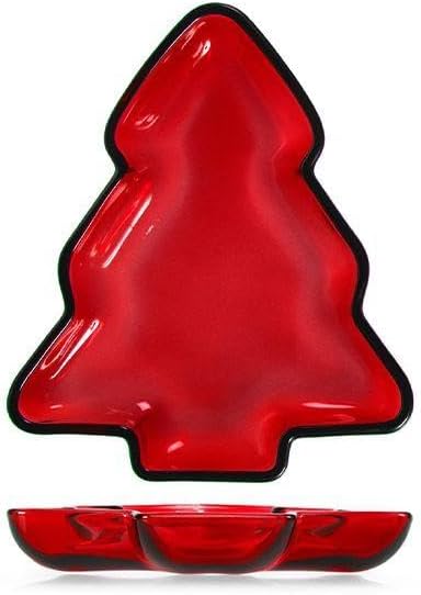 Piatto a forma di Albero di Natale Rosso 20X17X2.5H&H