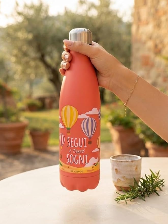 Bottiglia Termica Brandani 500 ml Arancione in Acciaio Inox con Chiusura Ermetica