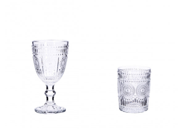 Set 6 calici vino e 6 bicchieri in vetro "Dusan"