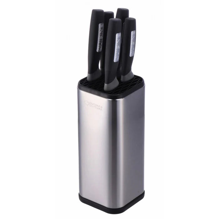 Set da 5 coltelli da cucina realizzati in acciaio inox, con ceppo.