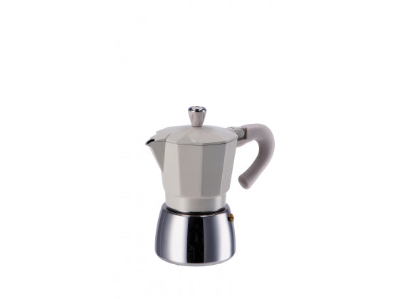 caffettiera in alluminio per piano a induzione 6 tazze color tortora