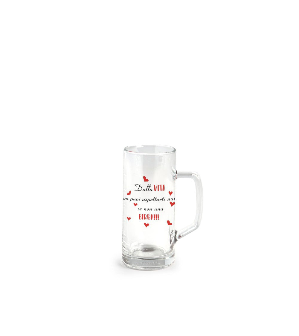 Bicchiere birra con manico 40 cl con scritta dalla vita non puoi aspettarti nulla se non una birra