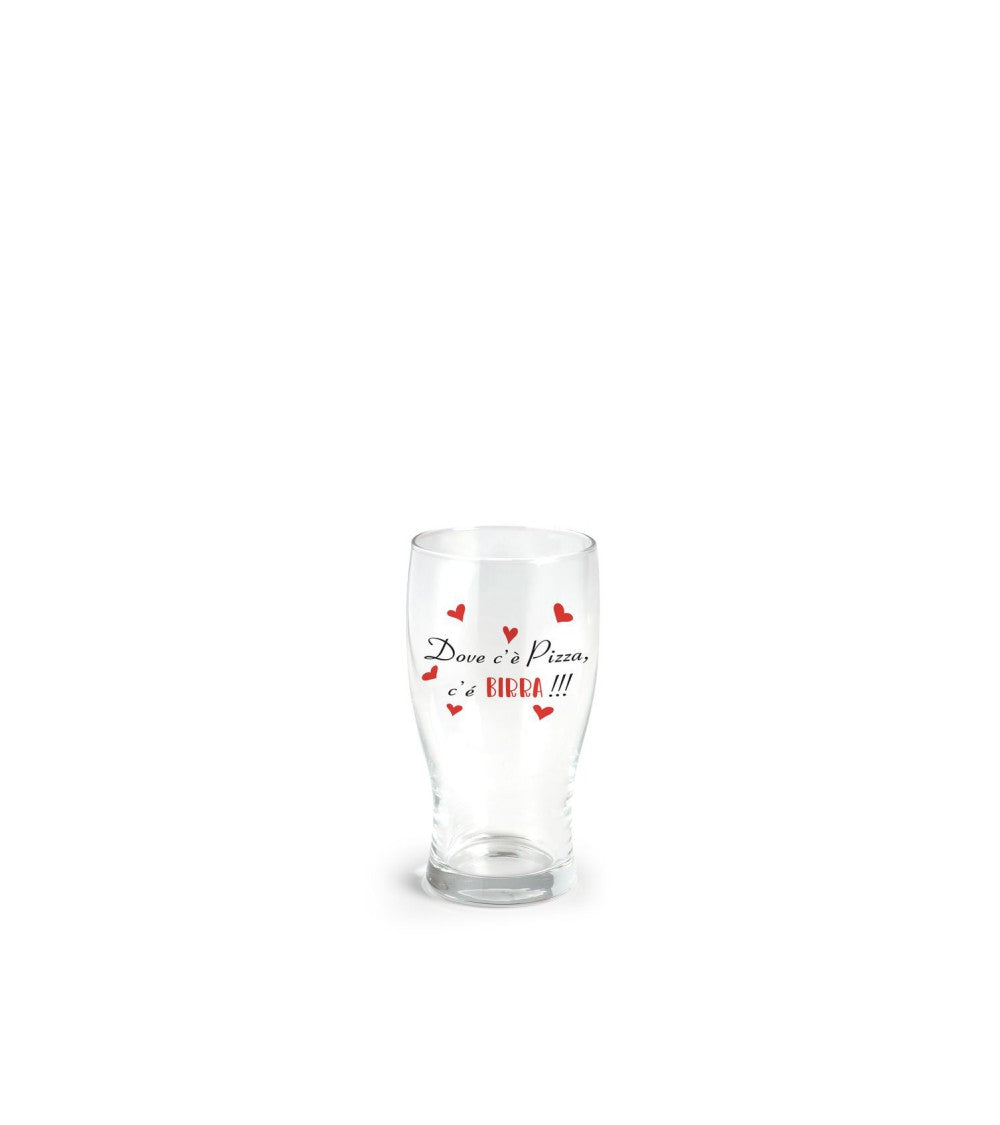Bicchiere per birra 40 cl con scritta dove c'è pizza c'è birra