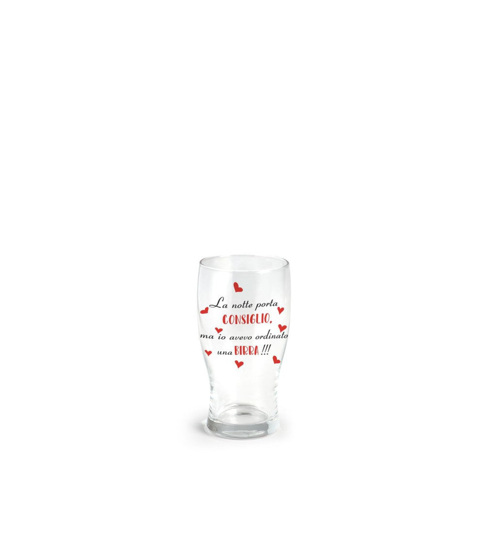 Bicchieri per birra 40 cl con scritta la notte porta consiglio ma io avevo ordinato una birra