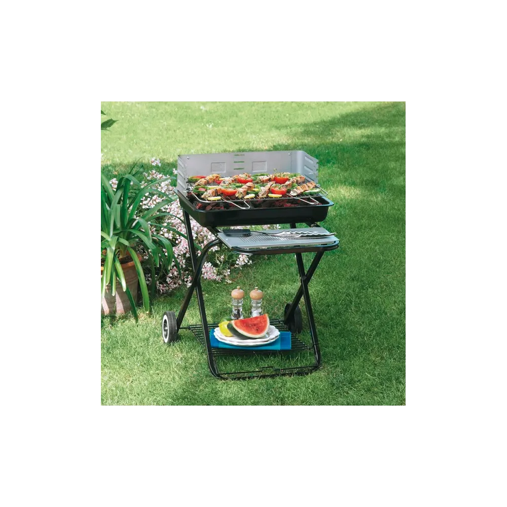 Barbecue pieghevole nero in acciaio 84x60x80 cm Garden Friend B1072436