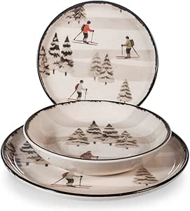 Servizio Tavola 18 pz Natalizio Retro SkiersH&H