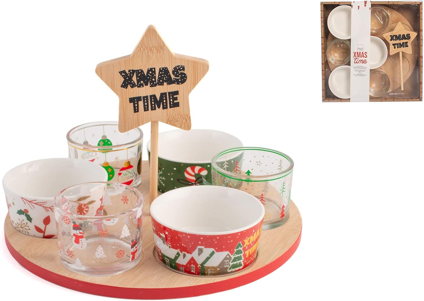 Confezione 8 pezzi natale con base in bambùH&H