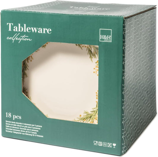 Servizio 18 pezzi tavola royal in stoneware decoratoH&H