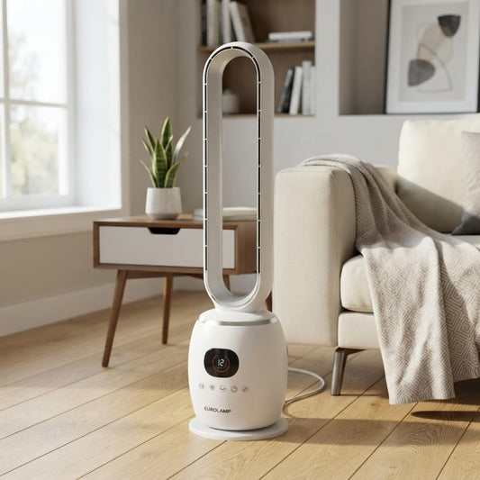 Ventilatore a Torre Senza Pale 30W con Motore DC e Telecomando - Bianco