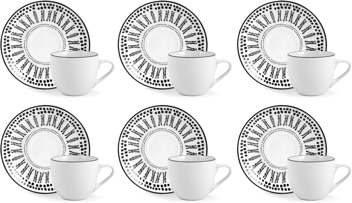 Confezione 6 tazze caffè voyage con piatto in porcellana decorataH&H