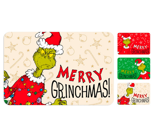 Tovaglietta Natalizia Grinch Xmas Rossa 45x30 cm in Polipropilene, Tovaglietta Americana con Decorazione Natalizia per Colazione e Pranzo Home in rombo