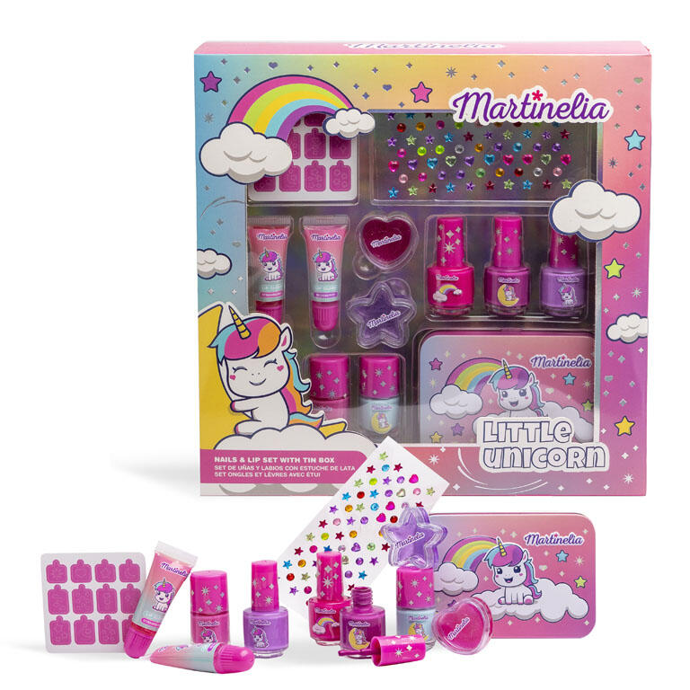 Martinelia set Little Unicorn smalti e lucidalabbra con scatola in latta