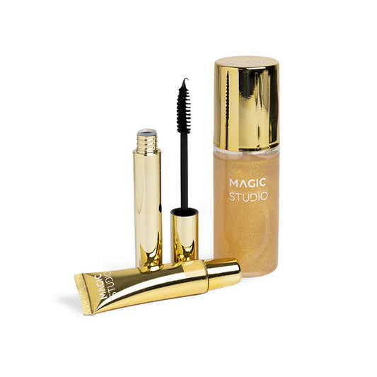 Magic Studio set Diamond Glow Essentials Gift con mascara, illuminante liquido e shimmer mist