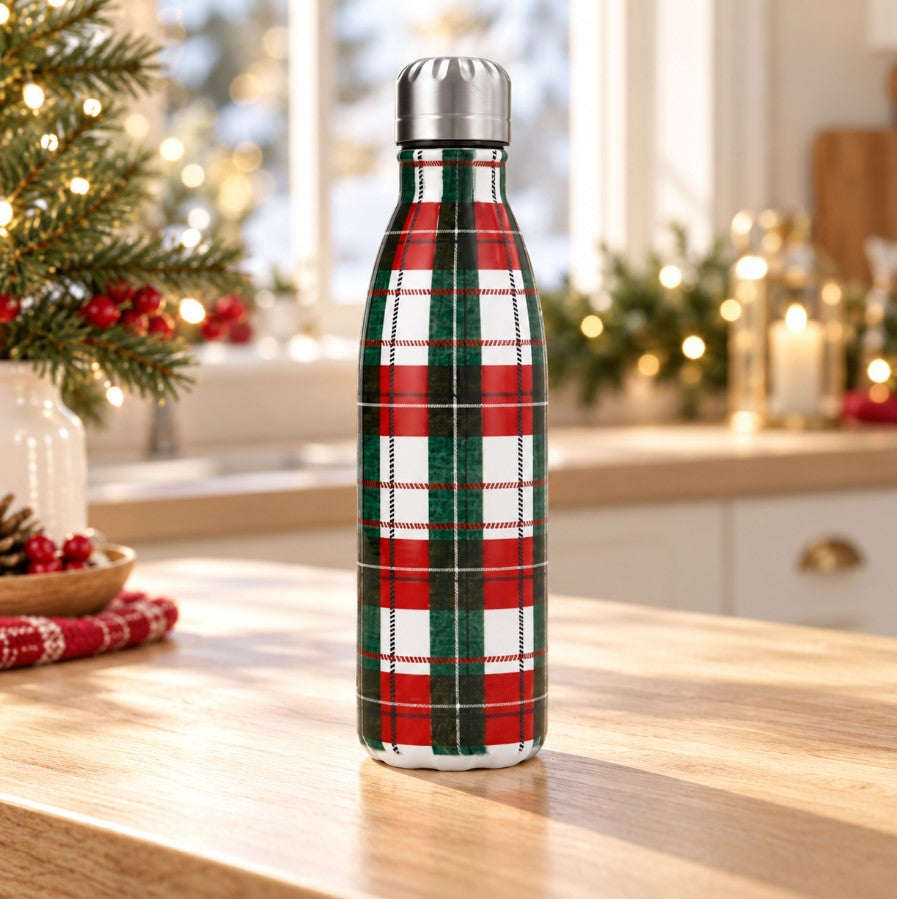 Bottiglia Termica Natalizia H&H decorato in Acciaio Inox 500 ml - Borraccia con Decorazioni di Natale, Ideale per Bevande Calde e Fredde