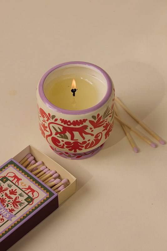 Candela Adopo Jungle in Ceramica - Coconut & Amber- Confezionata in Scatola
