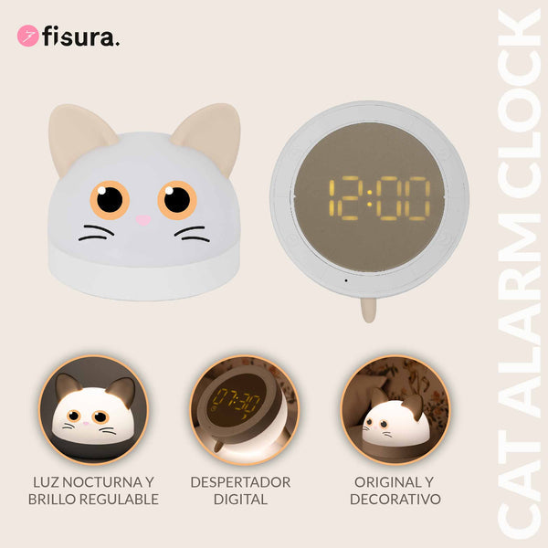 FISURA Sveglia e luce notturna gatto