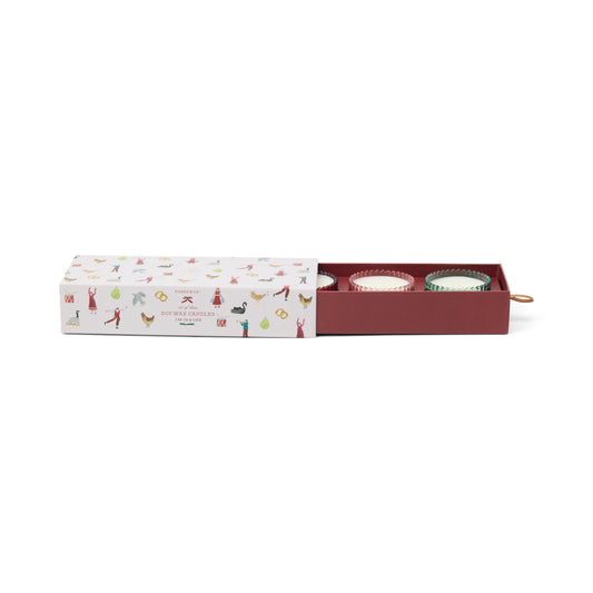 Set Regalo di Natale Â- 3 Candele Profumate in Vetro Zigrinato Â- Winter Berry, Menta Rosa, Abete Balsamico