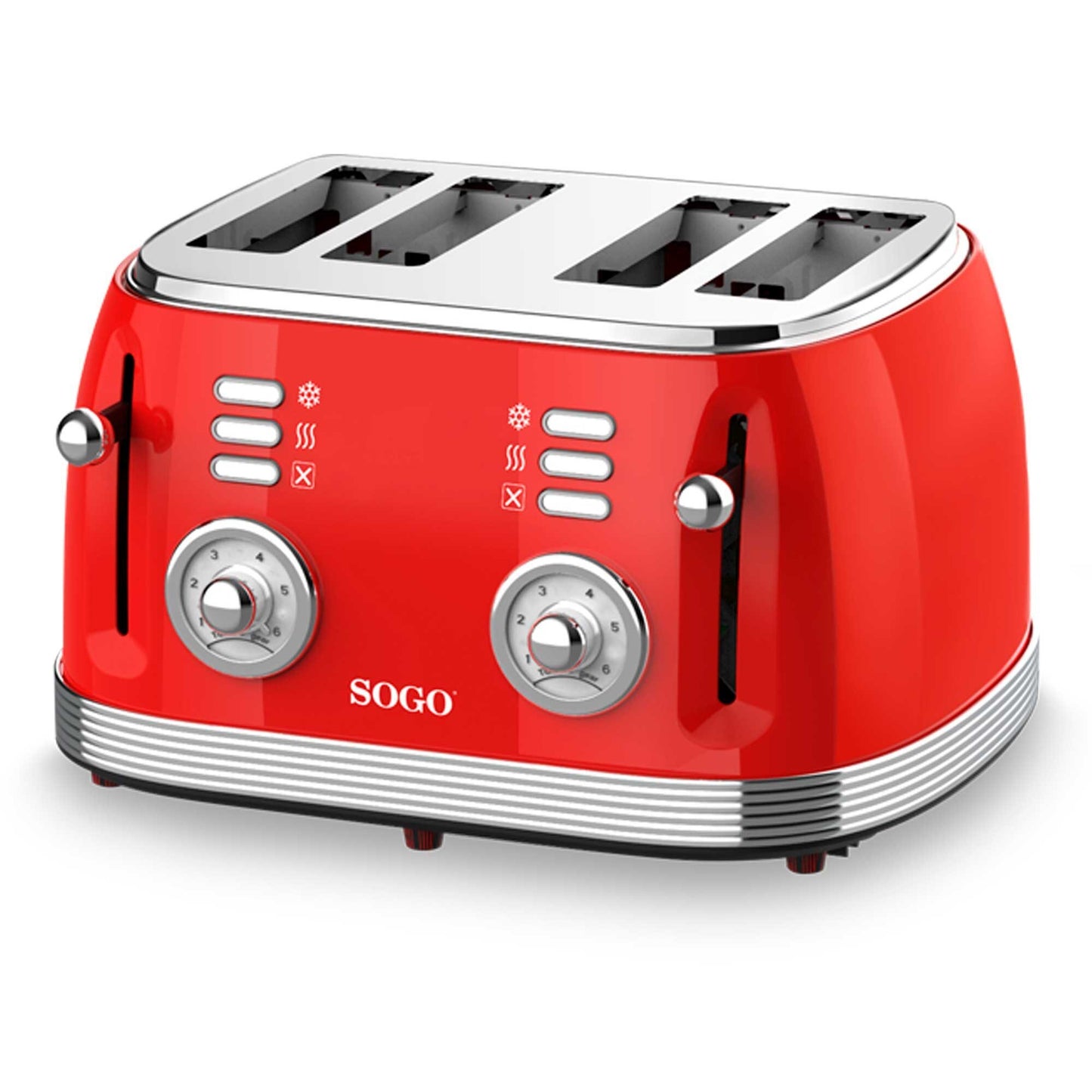 SOGO Tostapane retrò a 4 fette - colore rosso - 1500w