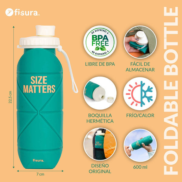 FISURA Bottiglia pieghevole con scritta "Size matters"