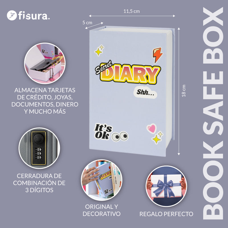 FISURA Cassaforte a forma di libro con scritta "Secret diary"