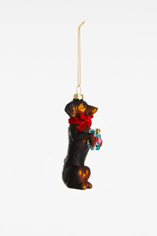 Decorazione Natalizia Bassotto da Appendere, Addobbo a Forma di Cane per Albero di Natale, Idea Regalo