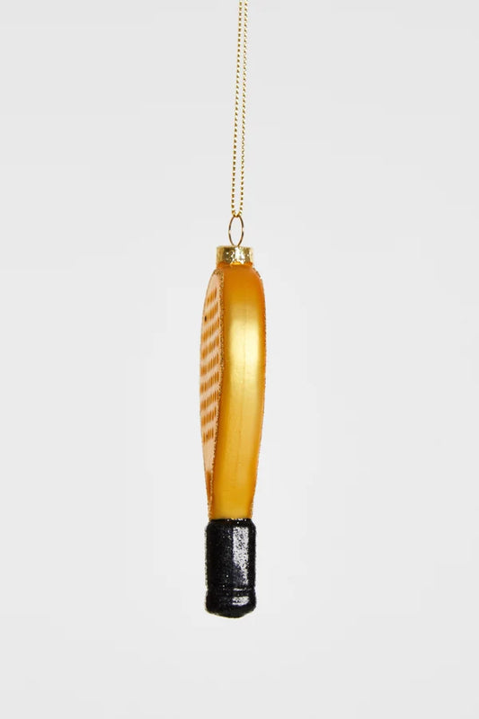 Decorazione Natalizia Racchetta Padel Dorata in Vetro da Appendere, Addobbo per Albero di Natale, 10 cm
