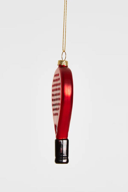 Decorazione Natalizia Racchetta Padel Rossa in Vetro da Appendere, Addobbo per Albero di Natale, 10 cm