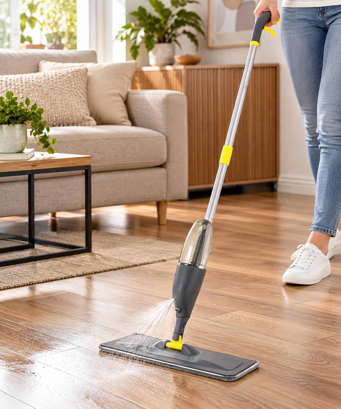 Lavapavimenti Spray con Serbatoio da 380 cc, Mocio con Sistema a Spruzzo, Pulizia Pratica e Veloce per Pavimenti, Piastrelle, Parquet e Laminato