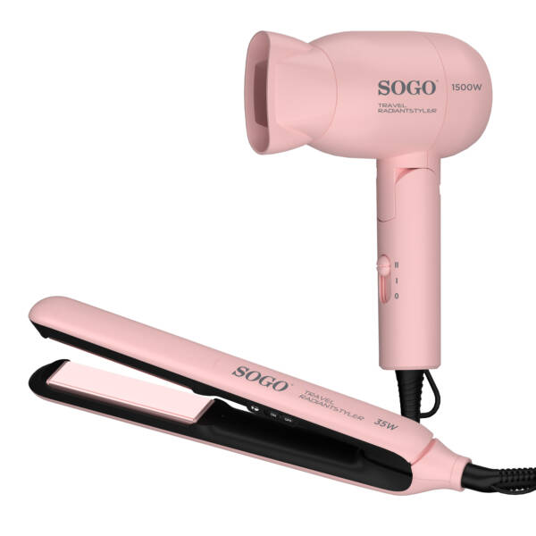 SOGO Set da viaggio 2-in-1 - piastra e asciugacapelli - max 1500w