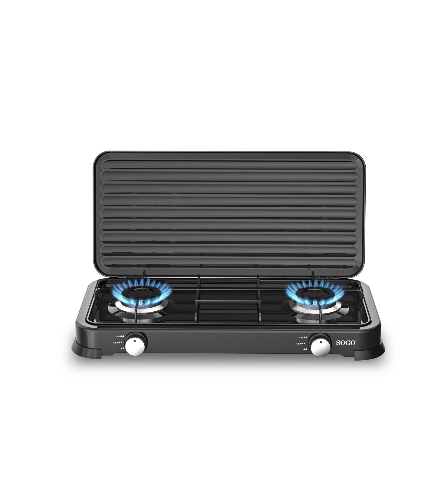 Piano cottura a gas con doppio bruciatore 2x103mm - Nero -SOGO