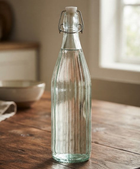 Bottiglia in Vetro Trasp. Assortita motivo strisce 1,0l