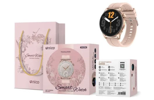 Unico SW2784 R7 Smartwatch Bluetooth 5.4 da 1,32 Pollici con Traduzione AI, Memoria 128 MB, Batteria 230 mAh, Oro Rosa