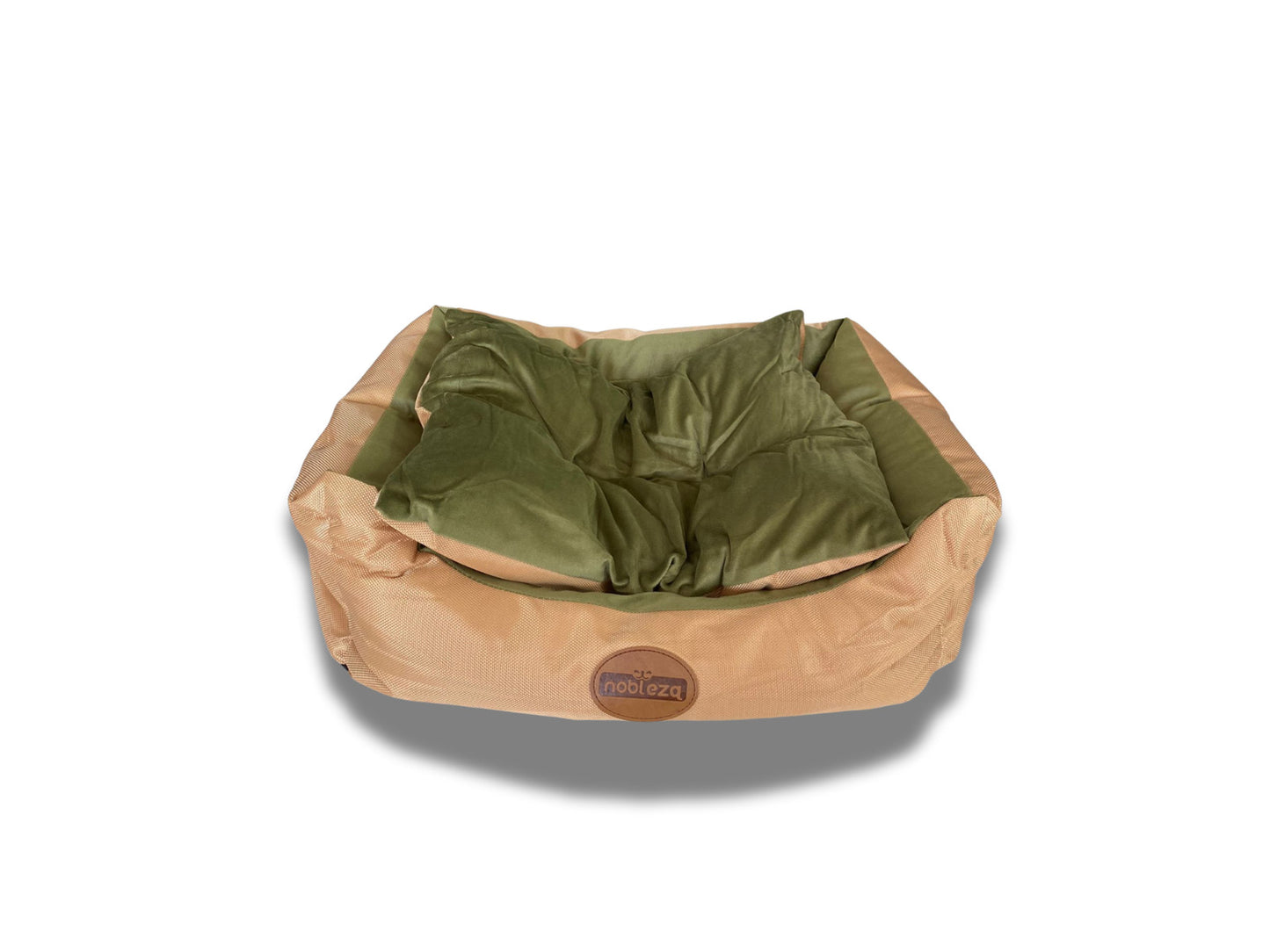 Cuccia in velluto beige e verde PV L58*W51*H21cm Nobleza