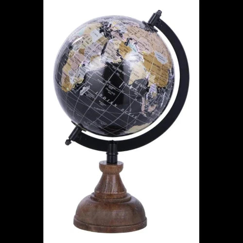 MAPPAMONDO GEO CON BASE IN LEGNO 15,5X14X26 NATURALE,LEGNO