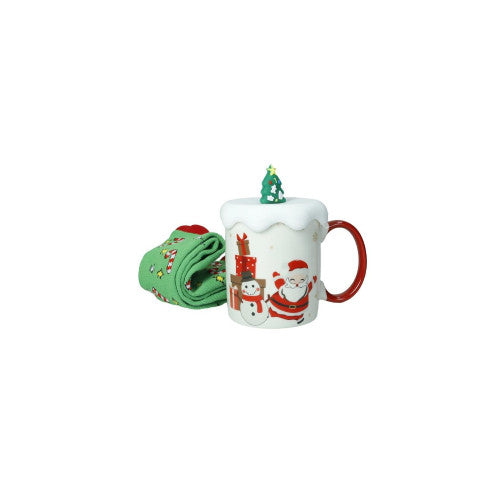 MUG NEW BONE CHINA C/TAPPO ALBERO SILICONE E CALZINI COTONE