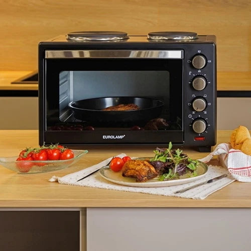 Fornetto Elettrico Ventilato 38 Litri con 2 Piastre - 3300W - Nero