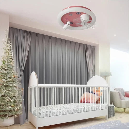 Ventilatore da Soffitto per Bambini Monocorno Rosa 15W con Luce LED 48W e Telecomando