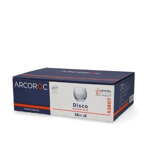 Arc - set 6 Bicchieri disco of in vetro sonoro trasparente cl 38