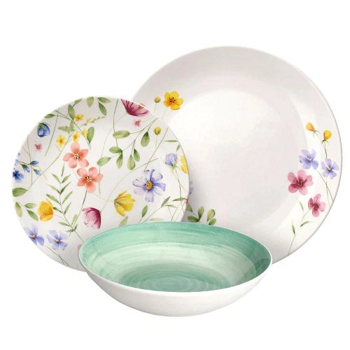Servizio piatti 18 pezzi Petals Multicolor