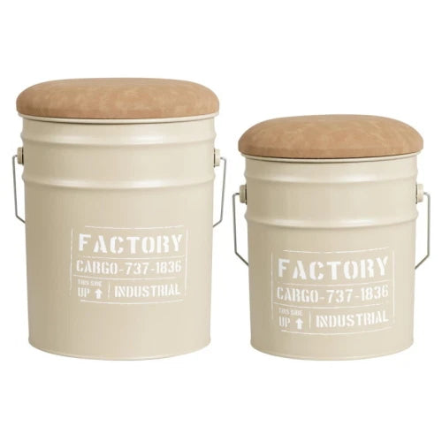 SET 2 POUF: 31D*35H + 25.5D*26.5H IN METALLO COLORE SABBIA