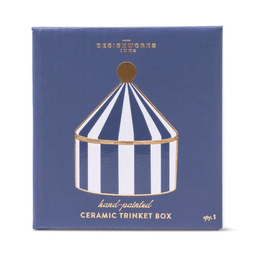 Scatola portagioie in ceramica - Strisce blu navy