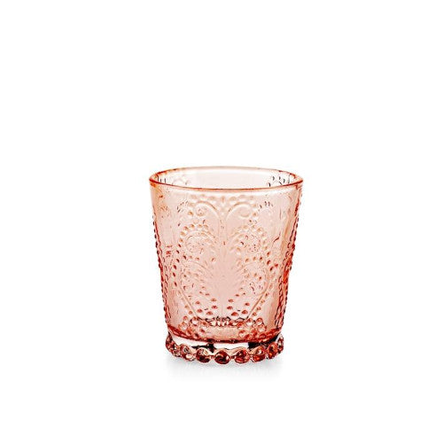 Set sei bicchieri garden in vetro lavorato colore rosa antico cl 35.H&H