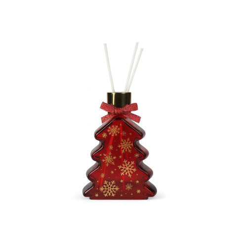 DIFFUSORE DI FRAGRANZA BIANCO NATALE ROSSO VETRO C/BASTONCINI LEGNO/POLIESTERE