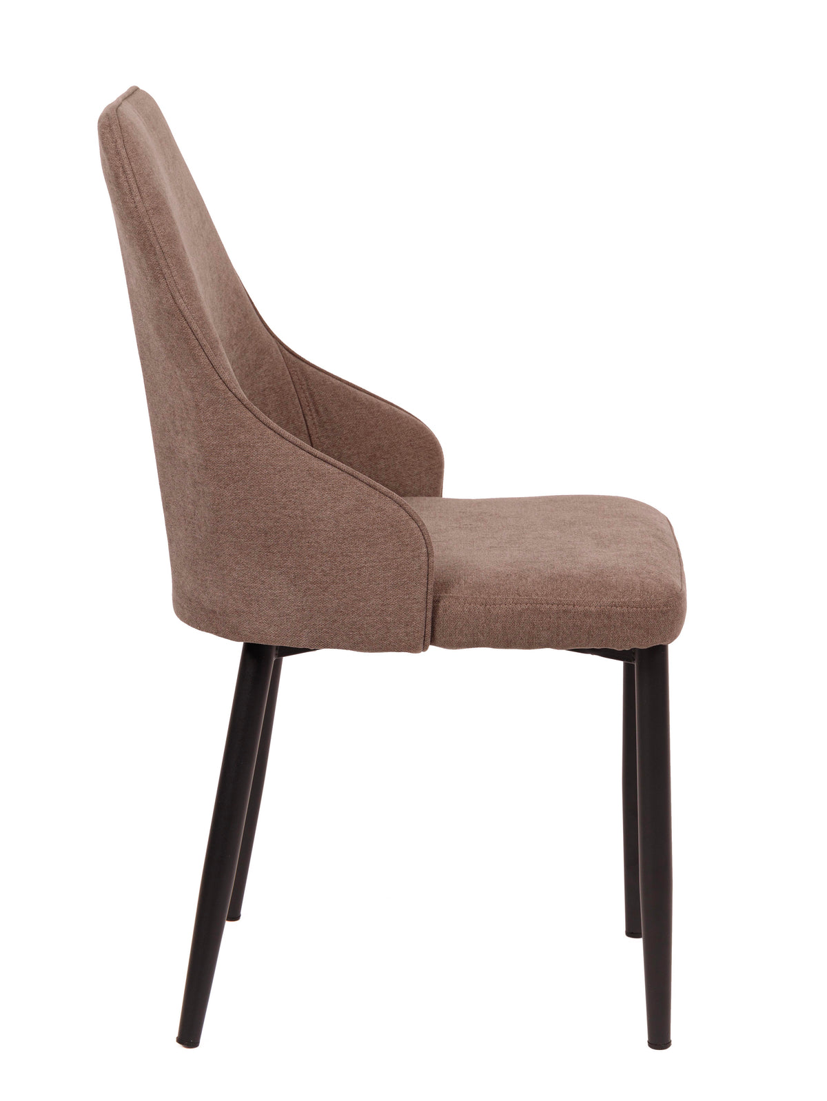 Sedia Chantal in Tessuto Tortora con Gambe Nero Opaco, Sedia Imbottita da Pranzo, Design Moderno ed Elegante per Cucina, Soggiorno e Sala da Pranzo